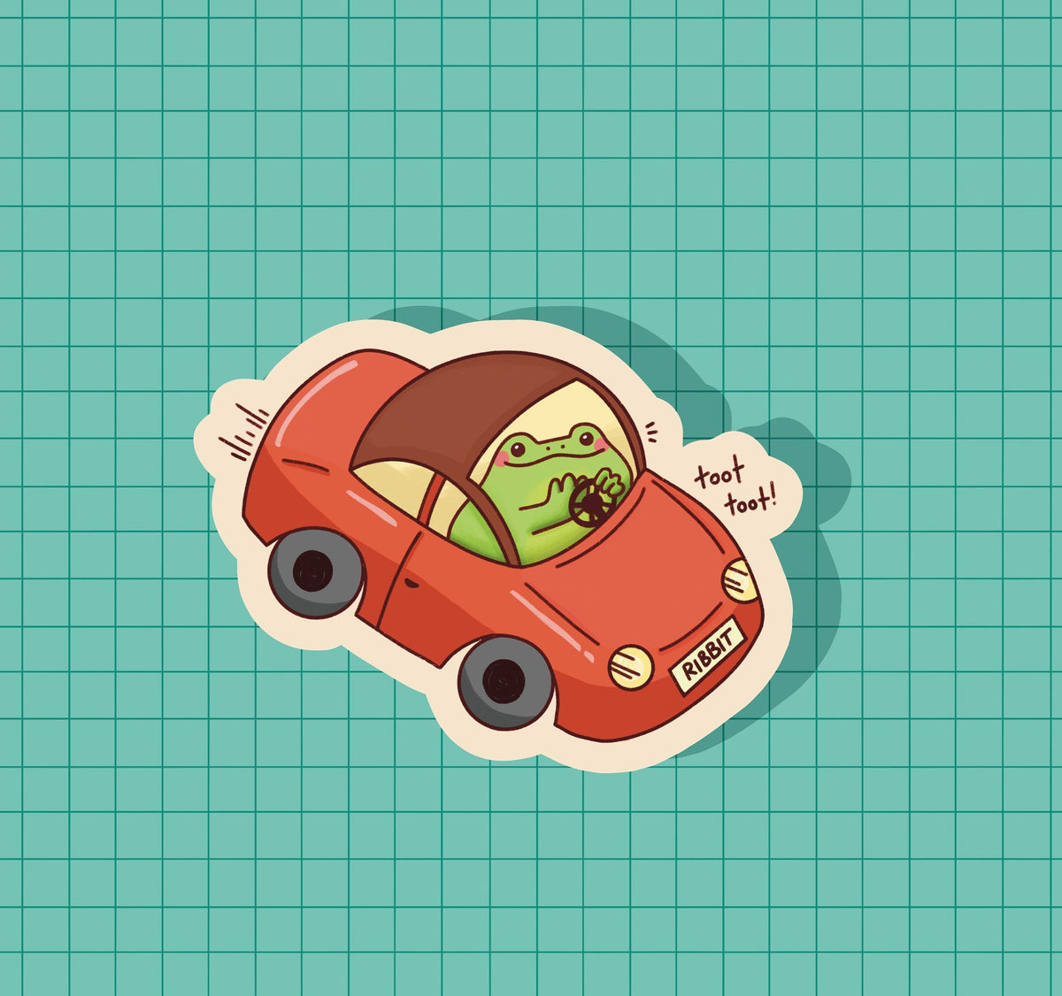 Toot toot! Froggy Car Sticker OR Magnet | Die Cut | Waterproof Vinyl