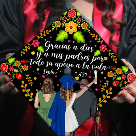 Personalized Mexican Graduation Cap Topper, Latina Grad Cap Topper, Spanish Graduation Cap Decoration, Class Of 2025, Family Grad Cap Topper