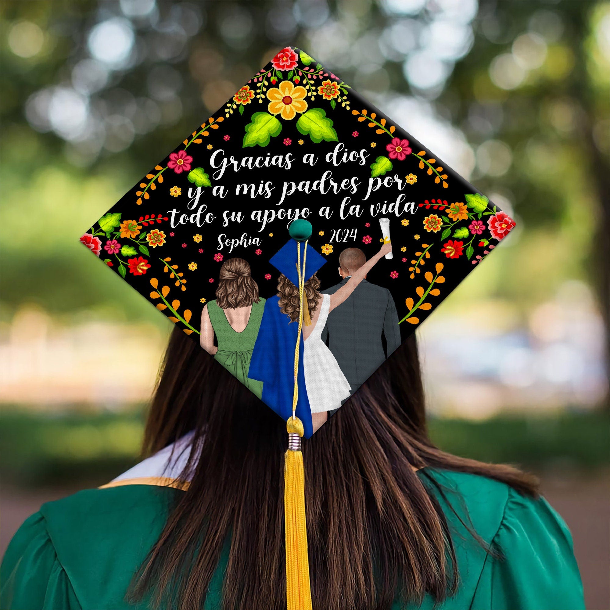 Personalized Mexican Graduation Cap Topper, Latina Grad Cap Topper, Spanish Graduation Cap Decoration, Class Of 2025, Family Grad Cap Topper