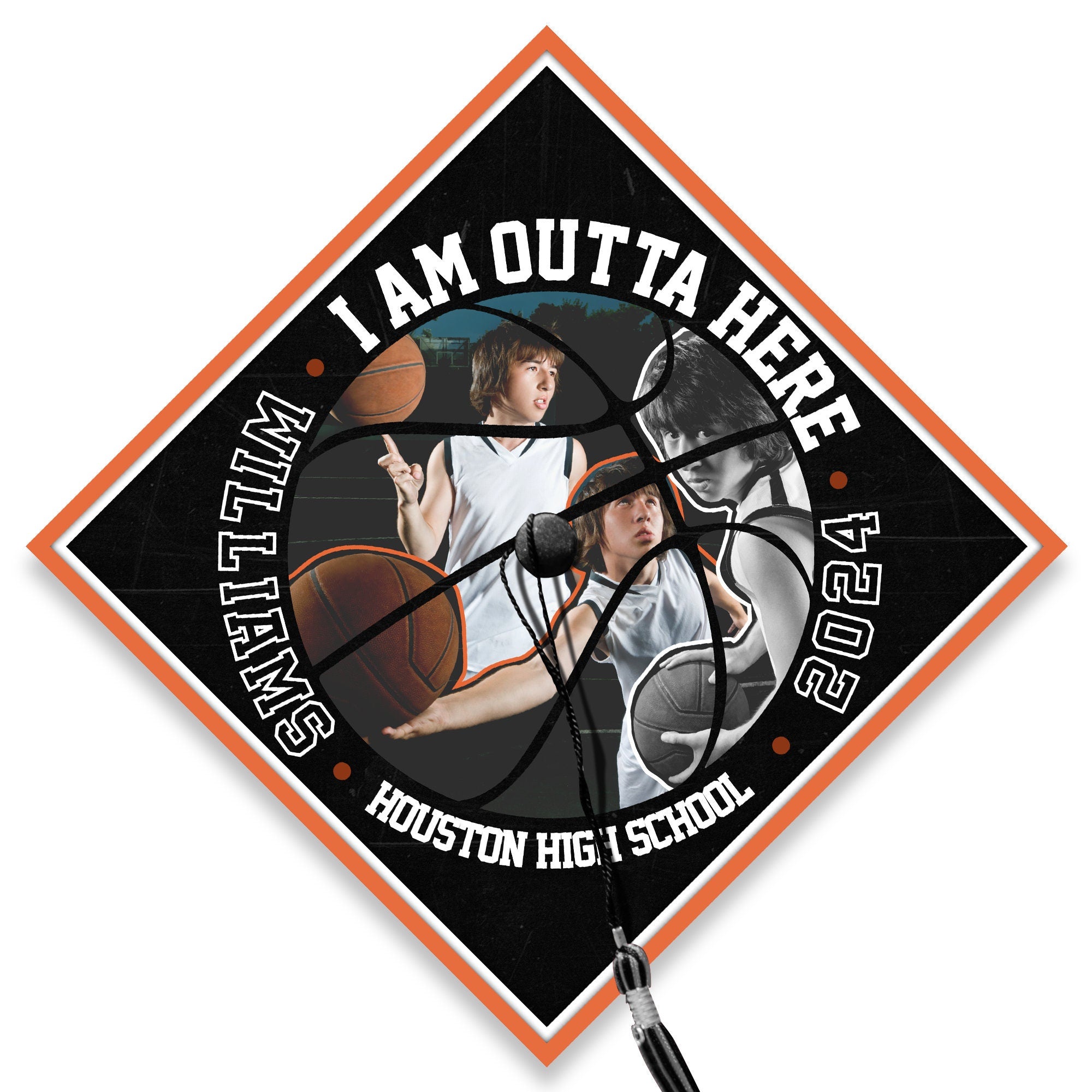 Custom Basketball Senior Graduation Cap Topper, High School Grad Cap Topper, Custom Photo Cap Decoration 2024, Basketball Lover Gift