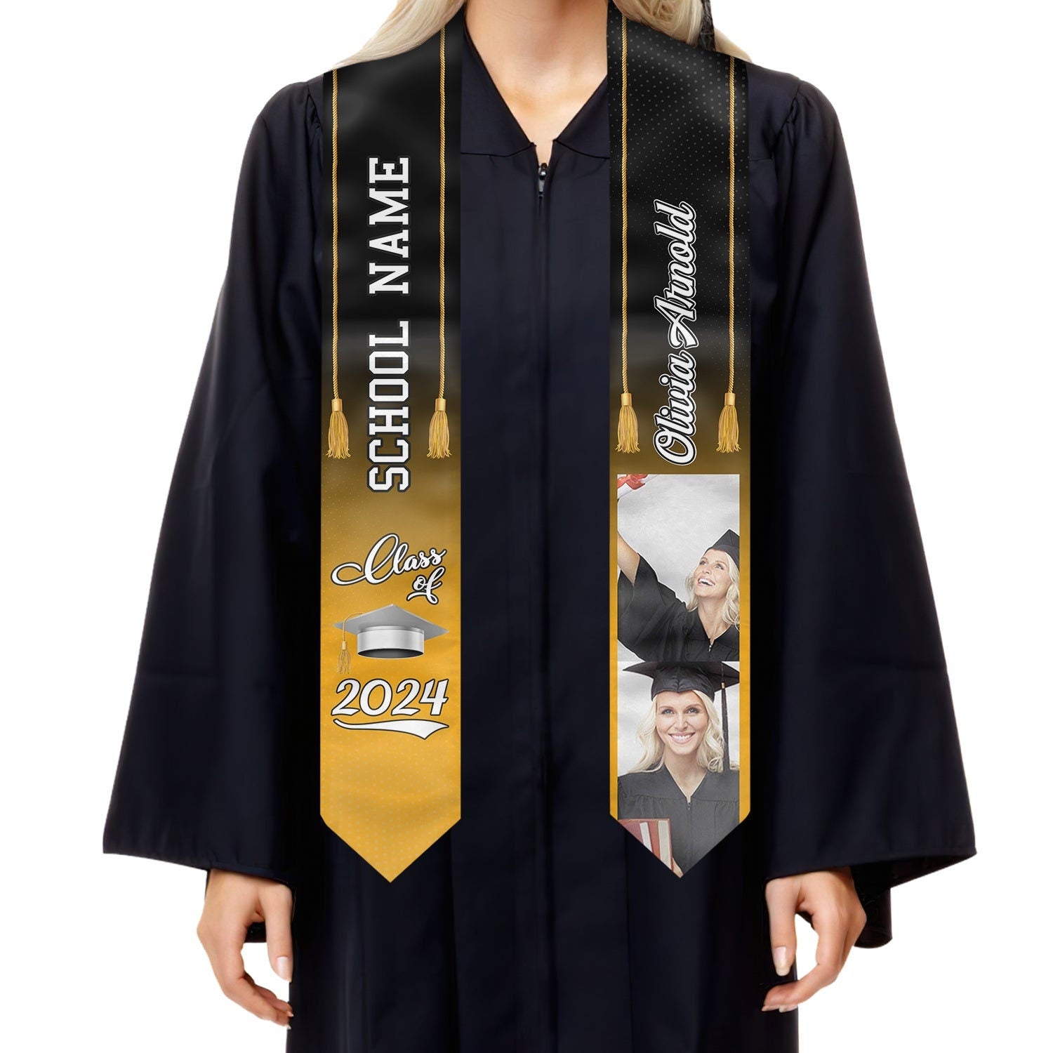 Personalized Congrats 2025 Graduation Stole, Graduation Stole Custom School Name, Your Name, Graduation Sash Gift, Class of 2025 Grad Sash