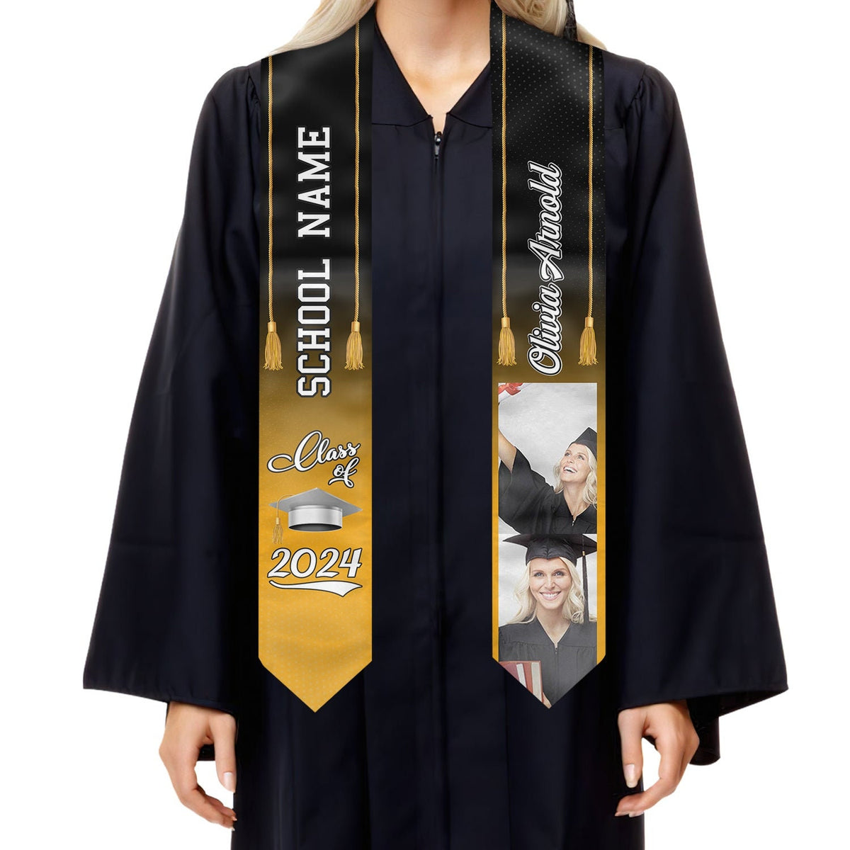 Personalized Congrats 2025 Graduation Stole, Graduation Stole Custom School Name, Your Name, Graduation Sash Gift, Class of 2025 Grad Sash