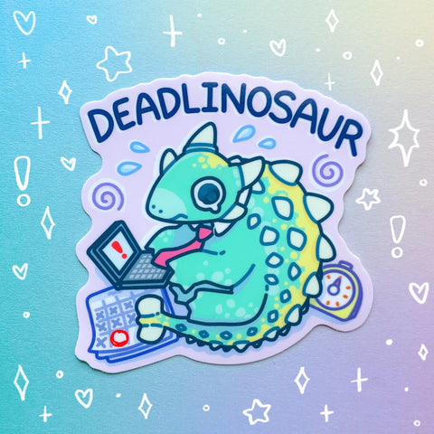 Deadlinosaur Sticker | Business Deadlines Office Humor Dinosaur Design | Sticker for Laptop, Water Bottle, Tired Worker Vibes