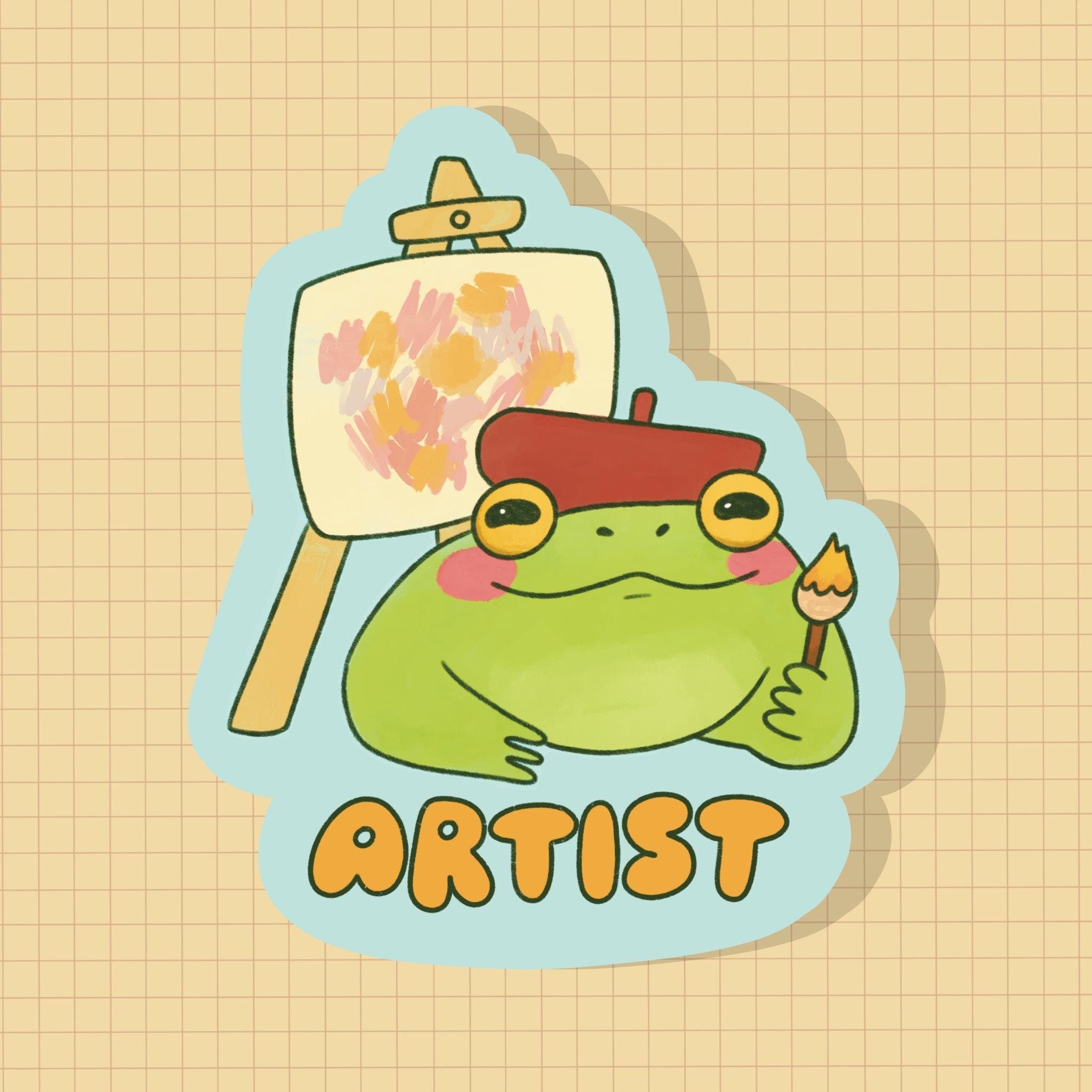 Artist Frog Sticker OR Magnet | Die Cut | Waterproof Vinyl
