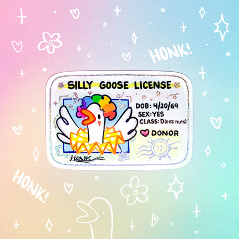 Silly Goose License Sticker | Geese Jester Clown Duck Design | Cute Sticker for Laptop, Water Bottle, Phone