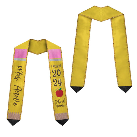 Personalized Teacher Stole, Custom Teacher Graduation Stole, Pencil Stole Graduation Class Of 2025, Teacher Graduation Sash TD-0411-TGC4