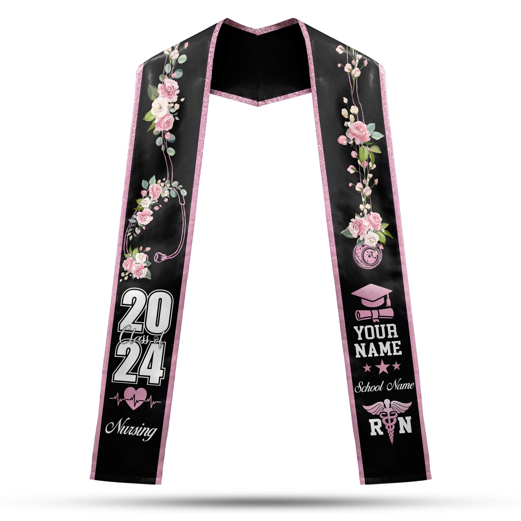 Personalized Nursing Stole, Custom Nursing Graduation Stole, RN Nursing Stole Graduation Class Of 2025, Nursing Graduation 2025 TD-0411-RE0P