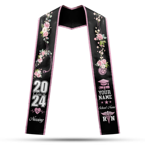 Personalized Nursing Stole, Custom Nursing Graduation Stole, RN Nursing Stole Graduation Class Of 2025, Nursing Graduation 2025 TD-0411-RE0P