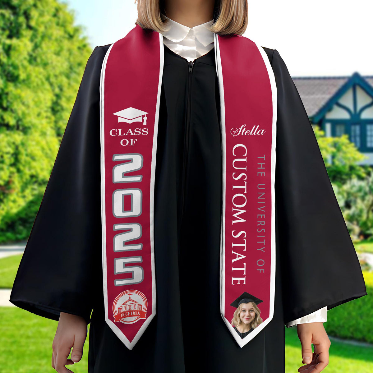 Personalized Graduation 2025 Stoles, Custom Class Of 2025 Stoles, Your High School Grad Sash, Any University Grad Stoles Sash TD-0122-YC0O
