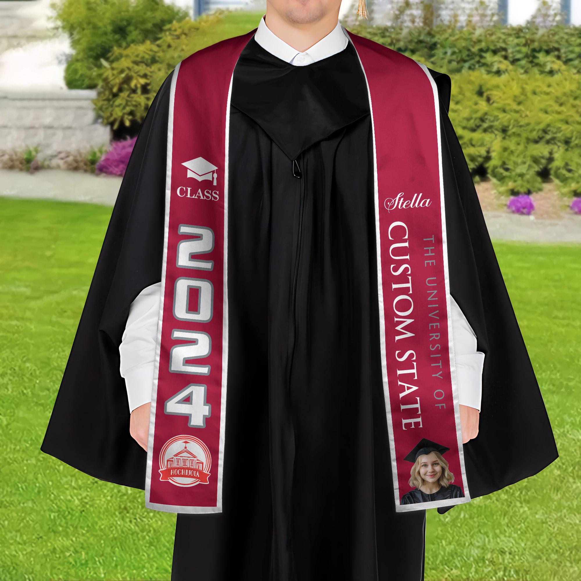Personalized Graduation 2025 Stoles, Custom Class Of 2025 Stoles, Your High School Grad Sash, Any University Grad Stoles Sash TD-0122-YC0O