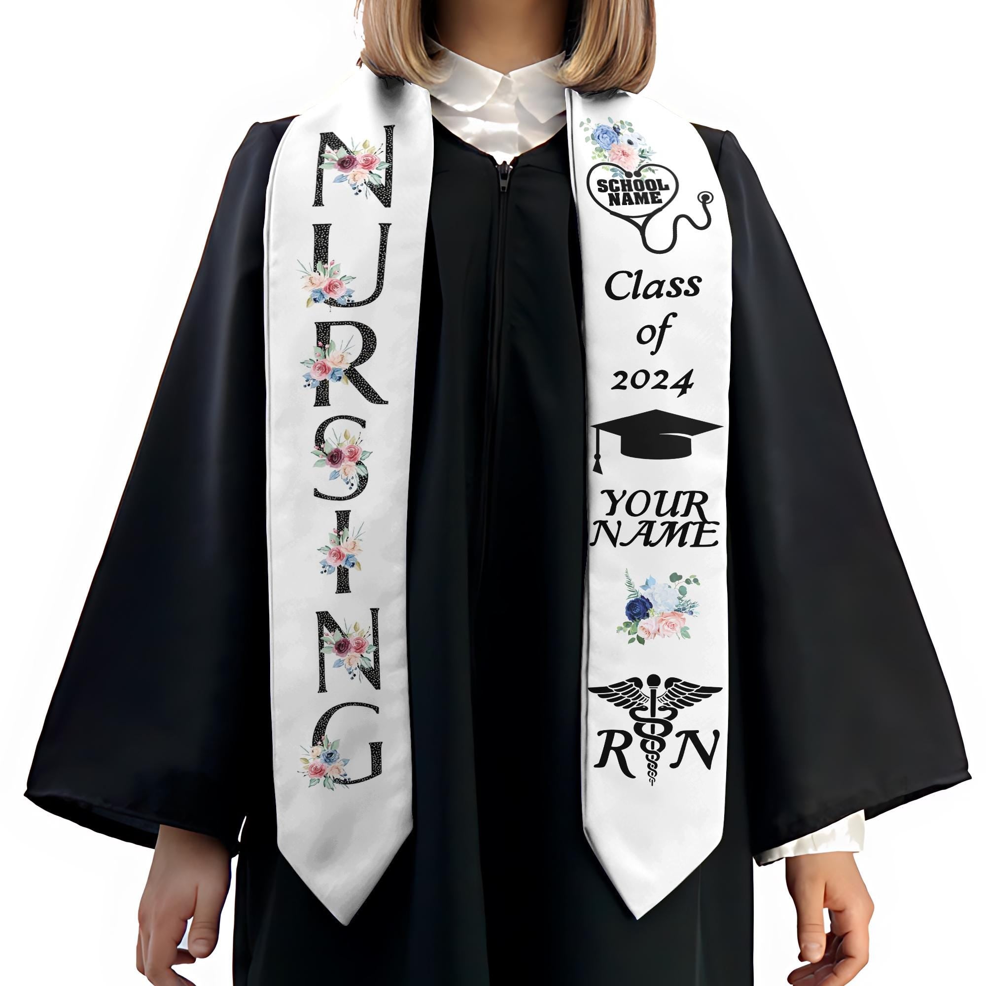 Personalized Nursing Stole, Custom Nursing Graduation Stole, RN Nursing Stole Graduation Class Of 2025, Nursing Graduation 2025 TD-0412-OJRK
