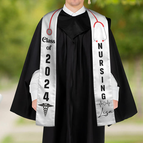 Personalized Nursing Stole, Custom Nursing Graduation Stole, RN Nursing Stole Graduation Class Of 2025, Nursing Graduation 2025 TD-0424-UDVO