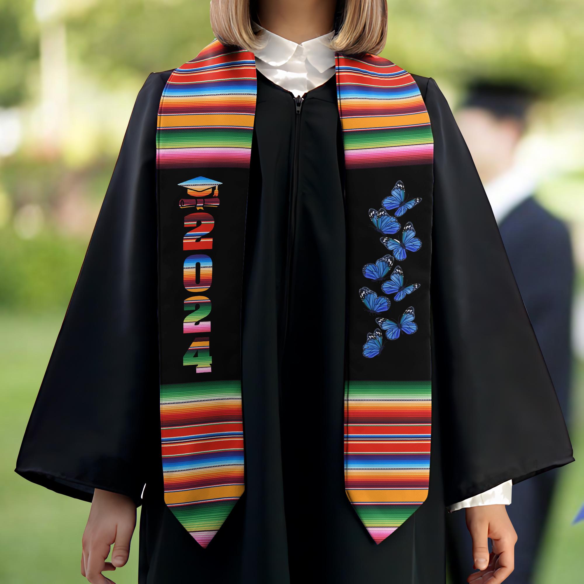Personalized Mexican Stole, Custom Mexican Graduation Stole, Mexican Stole Graduation Class Of 2025, Mexican Graduation Sash TD-0502-C5PZ