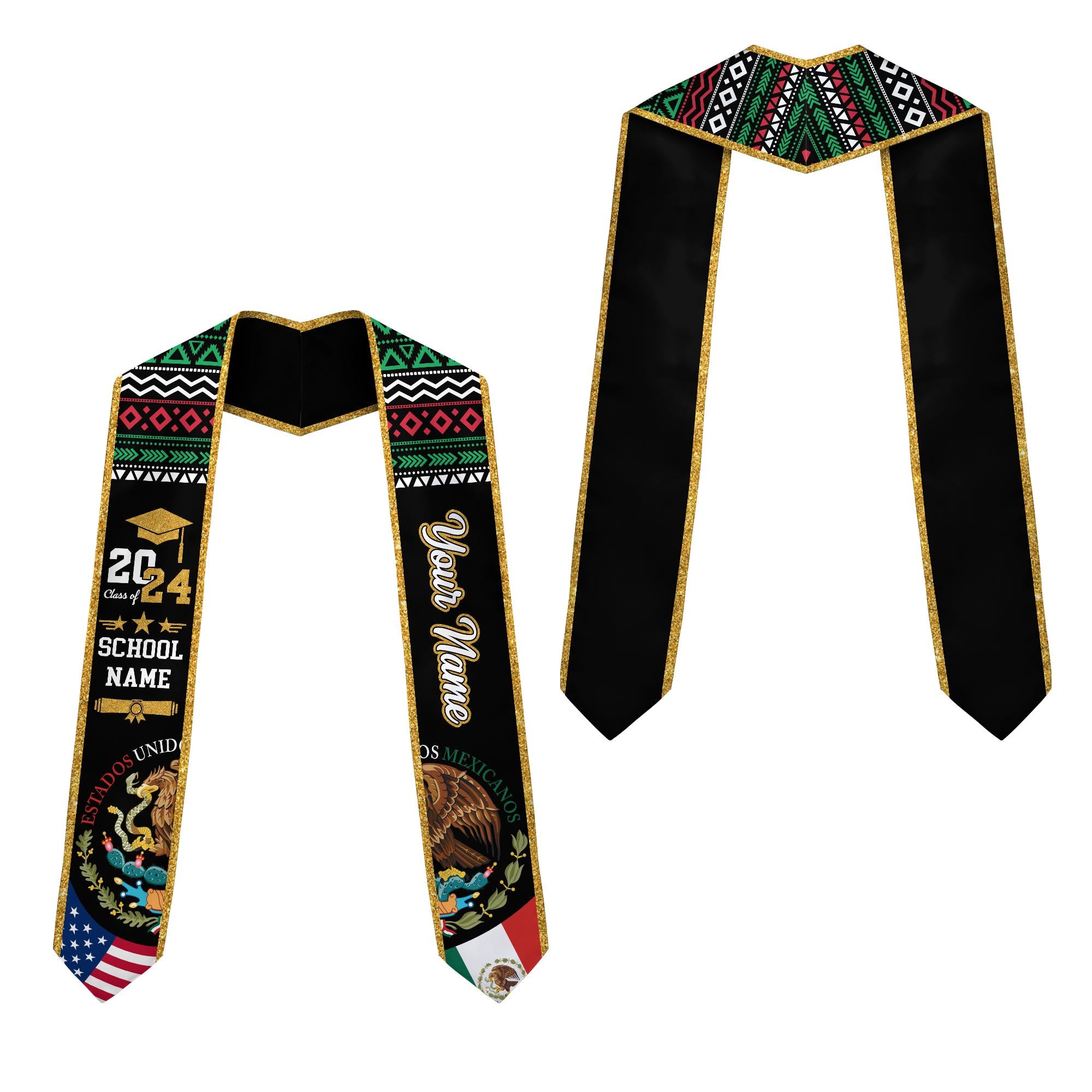 Personalized Mexican Stole, Custom Mexican Graduation Stole, Mexican Stole Graduation Class Of 2025, Mexican Graduation Sash TD-0411-XIRX