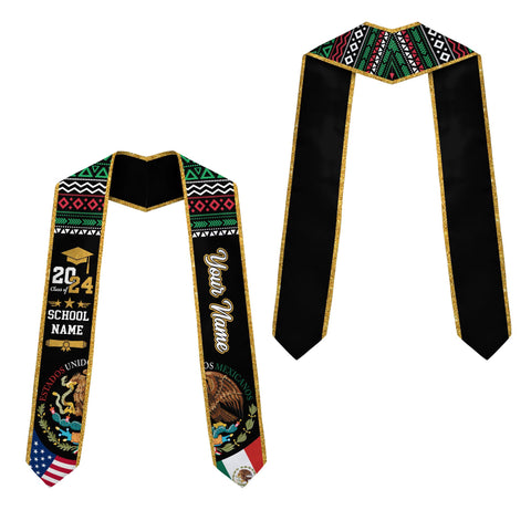Personalized Mexican Stole, Custom Mexican Graduation Stole, Mexican Stole Graduation Class Of 2025, Mexican Graduation Sash TD-0411-XIRX