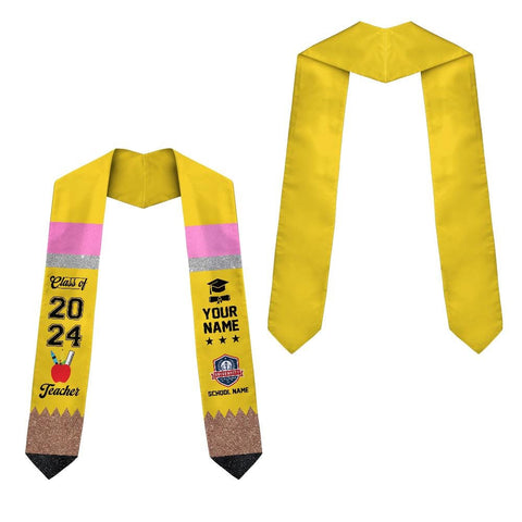 Personalized Graduation Teacher Pencil Stoles, Students Graduation Stole, Graduation Class Of 2025, Teacher Graduation Sash TD-0423-QPGX