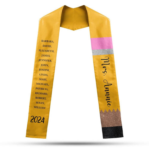 Personalized Teacher Stole, Custom Teacher Graduation Stole, Pencil Stole Graduation Class Of 2025, Teacher Graduation Sash TD-0422-D49U