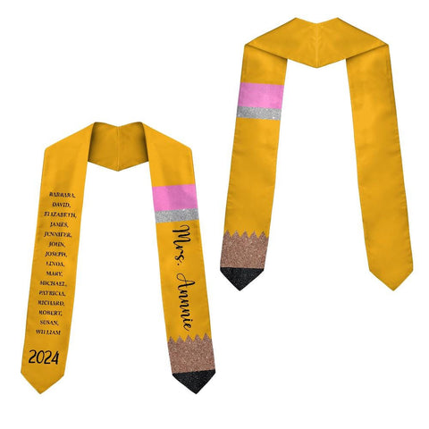 Personalized Teacher Stole, Custom Teacher Graduation Stole, Pencil Stole Graduation Class Of 2025, Teacher Graduation Sash TD-0422-D49U