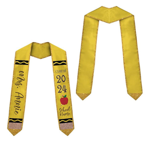 Personalized Teacher Stole, Custom Teacher Graduation Stole, Crayon Stole Graduation Class Of 2025, Teacher Graduation Sash TD-0416-O3PU