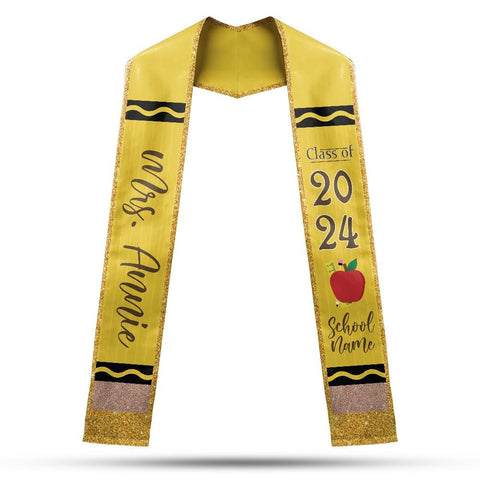 Personalized Teacher Stole, Custom Teacher Graduation Stole, Crayon Stole Graduation Class Of 2025, Teacher Graduation Sash TD-0416-O3PU