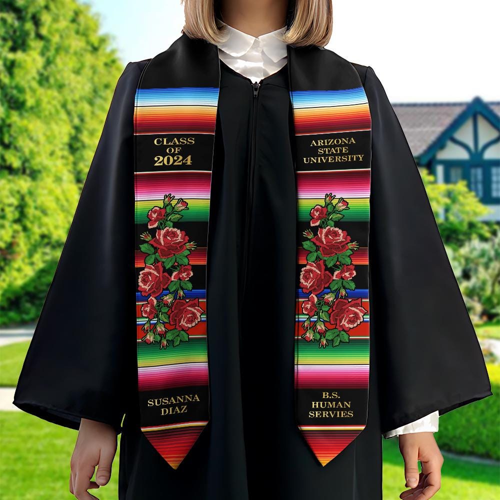 Personalized Mexican Stole, Custom Mexican Graduation Stole, Mexican Stole Graduation Class Of 2025, Mexican Graduation Sash TD-0425-A7X2