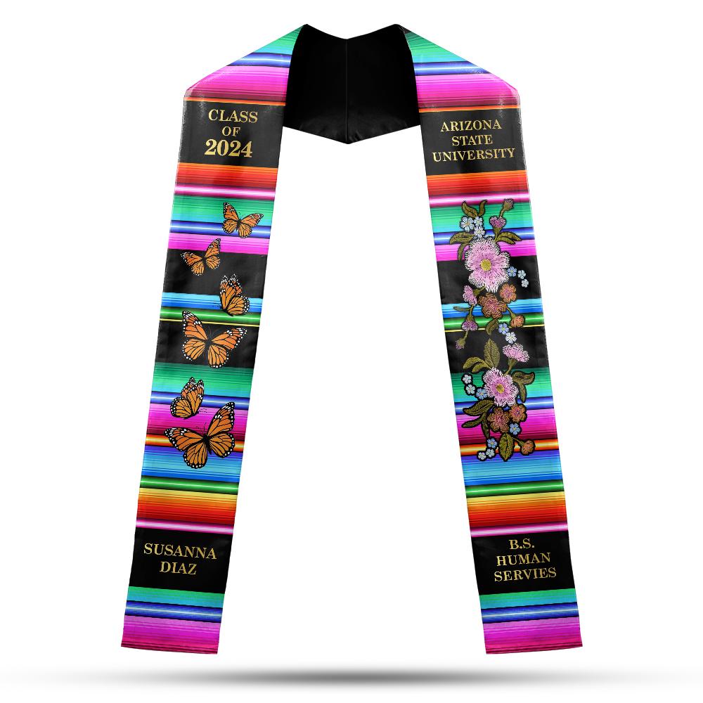 Personalized Mexican Stole, Custom Mexican Graduation Stole, Mexican Stole Graduation Class Of 2025, Mexican Graduation Sash TD-0425-BWZG