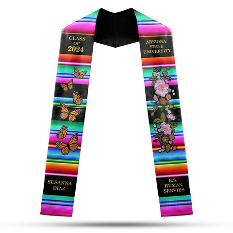 Personalized Mexican Stole, Custom Mexican Graduation Stole, Mexican Stole Graduation Class Of 2025, Mexican Graduation Sash TD-0425-BWZG