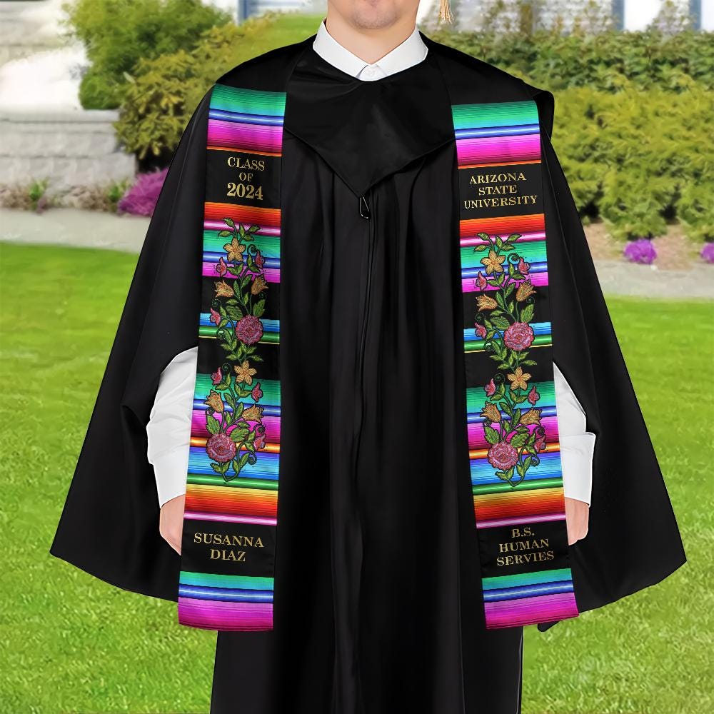 Personalized Mexican Stole, Custom Mexican Graduation Stole, Mexican Stole Graduation Class Of 2025, Mexican Graduation Sash TD-0425-UA4Z
