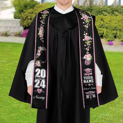 Personalized Nursing Stole, Custom Nursing Graduation Stole, RN Nursing Stole Graduation Class Of 2025, Nursing Graduation 2025 TD-0411-RE0P