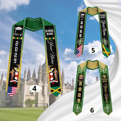 Custom Jamaica Graduation Sash,Custom Jamaica Stole 2025,Jamaica American Flag Graduation Sash 2025,Jamaican Stole, Graduation Class Of 2025