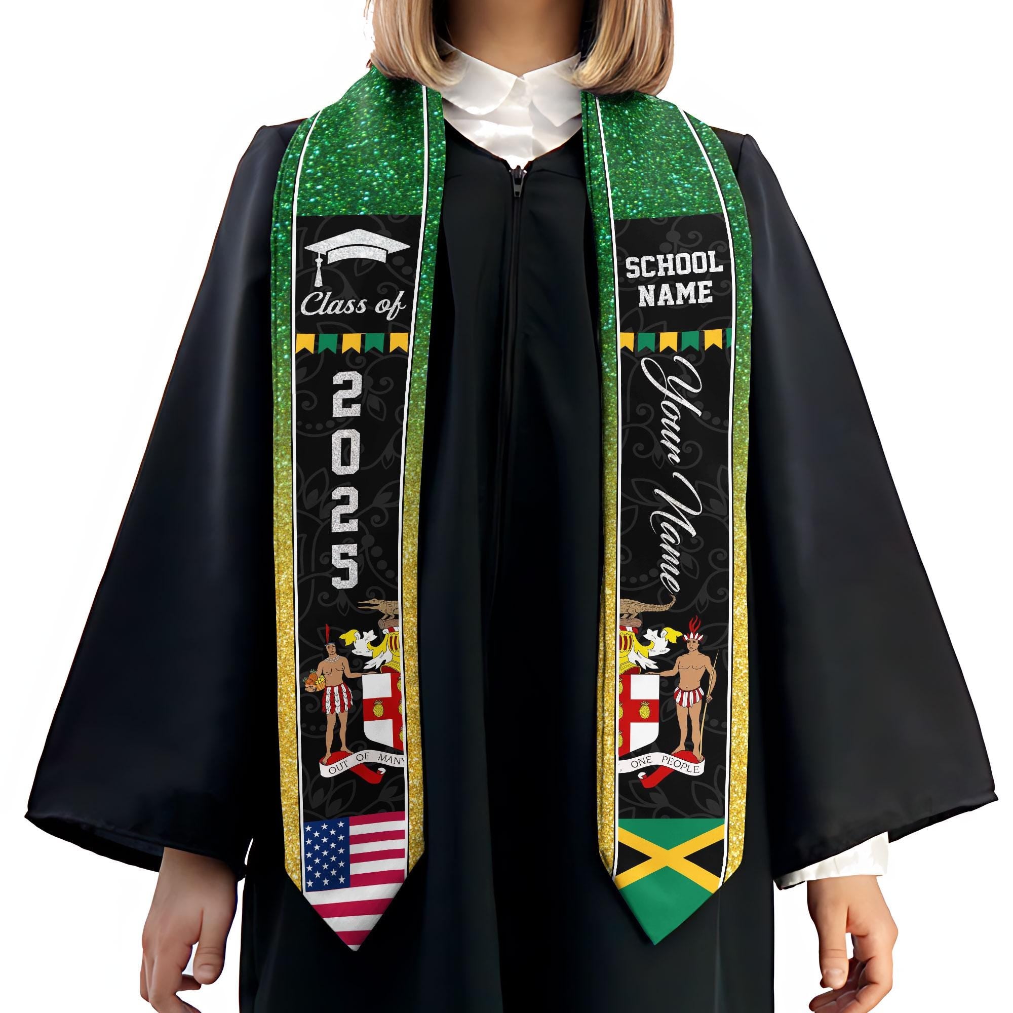 Custom Jamaica Graduation Sash,Custom Jamaica Stole 2025,Jamaica American Flag Graduation Sash 2025,Jamaican Stole, Graduation Class Of 2025