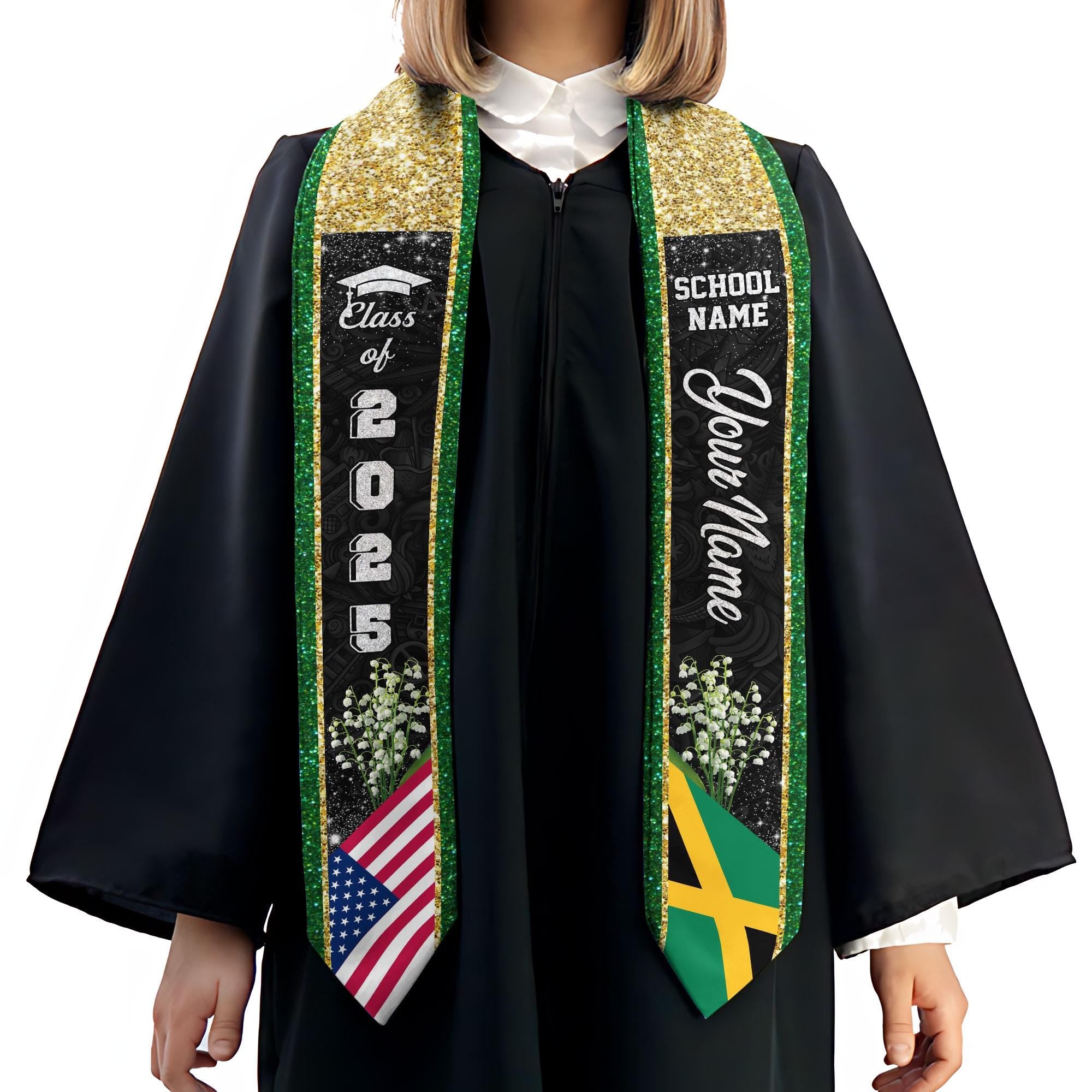 Custom Jamaica Graduation Sash,Custom Jamaica Stole 2025,Jamaica American Flag Graduation Sash 2025,Jamaican Stole, Graduation Class Of 2025