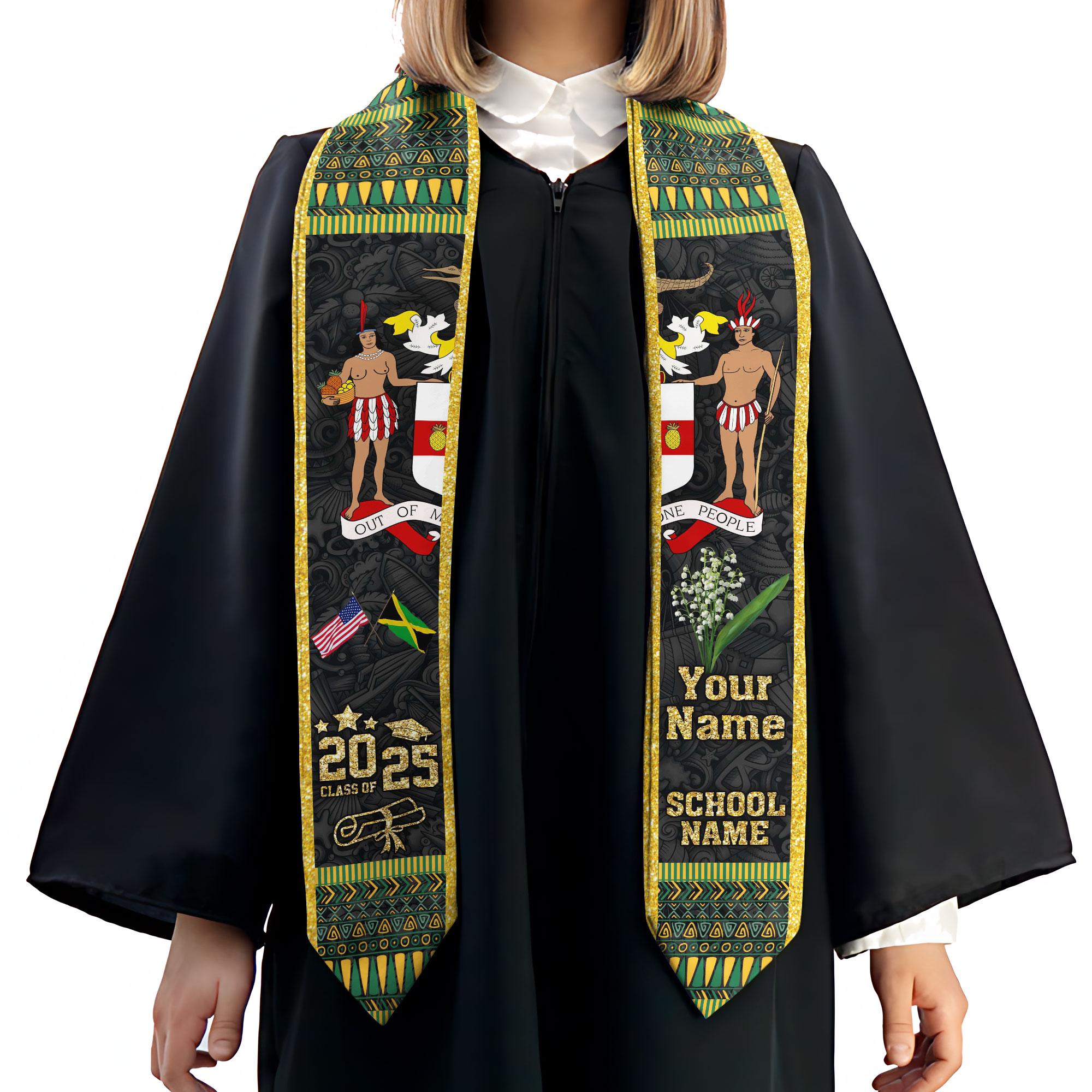 Custom Jamaica Graduation Sash,Custom Jamaica Stole 2025,Jamaica American Flag Graduation Sash 2025,Jamaican Stole, Graduation Class Of 2025