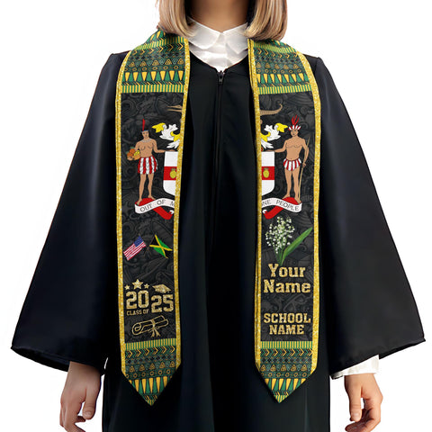 Custom Jamaica Graduation Sash,Custom Jamaica Stole 2025,Jamaica American Flag Graduation Sash 2025,Jamaican Stole, Graduation Class Of 2025