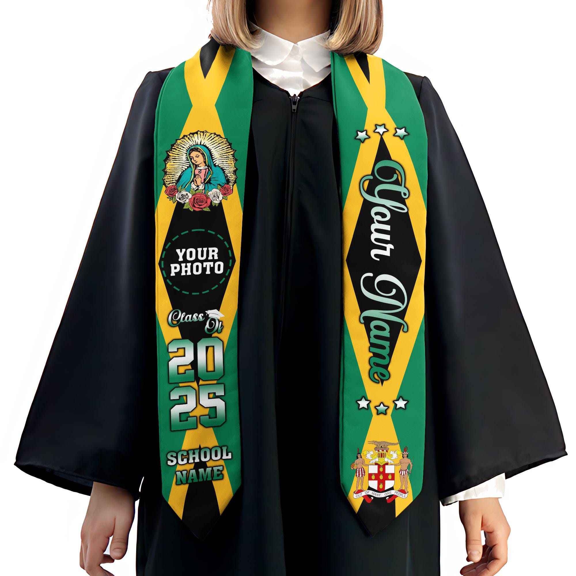Custom Jamaica Graduation Sash,Custom Jamaica Stole 2025,Jamaica American Flag Graduation Sash 2025,Jamaican Stole, Graduation Class Of 2025