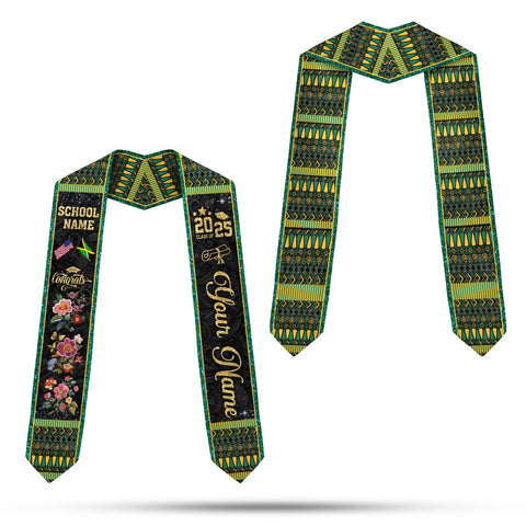 Custom Jamaica Graduation Sash,Custom Jamaica Stole 2025,Jamaica American Flag Graduation Sash 2025,Jamaican Stole, Graduation Class Of 2025