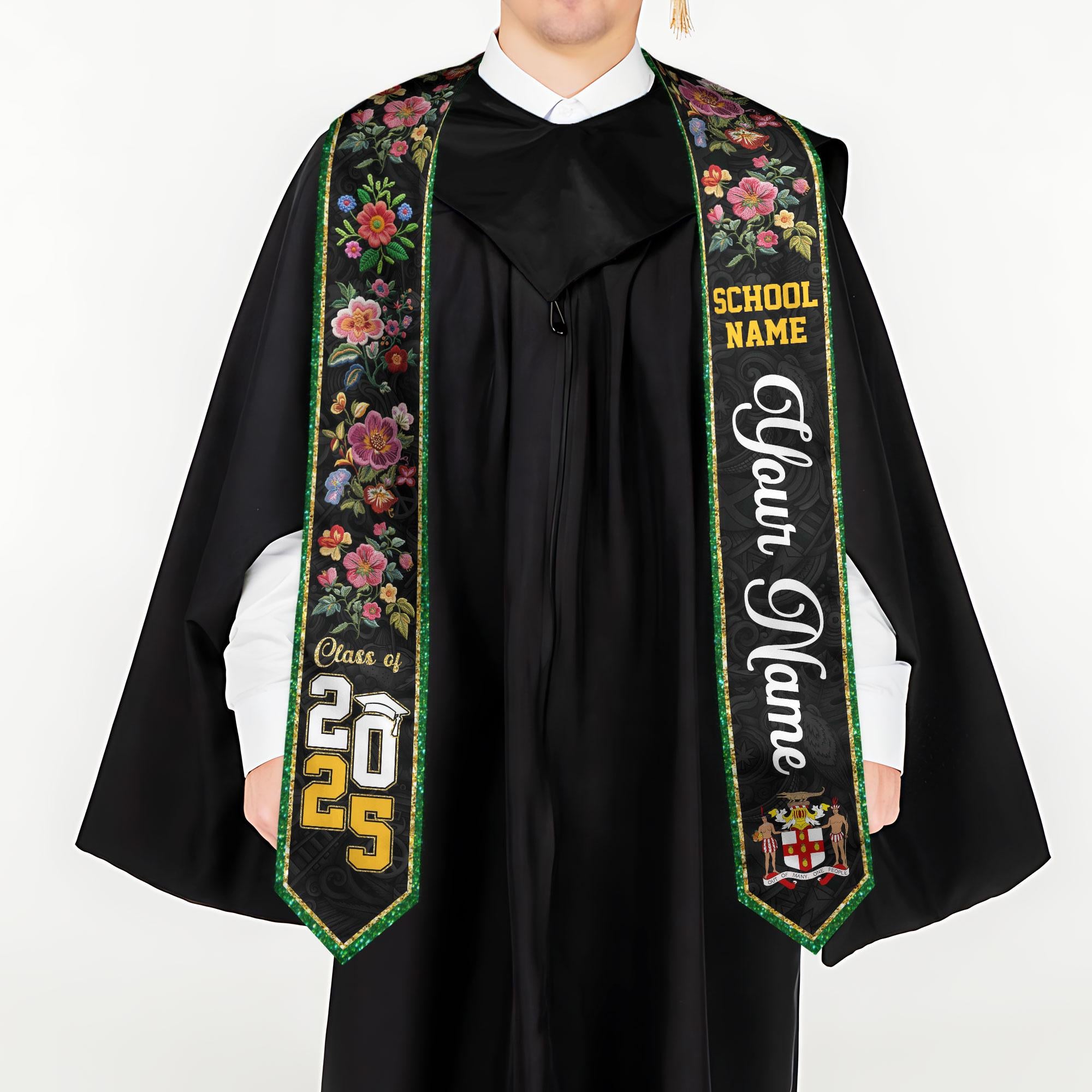 Custom Jamaica Graduation Sash,Custom Jamaica Stole 2025,Jamaica American Flag Graduation Sash 2025,Jamaican Stole, Graduation Class Of 2025