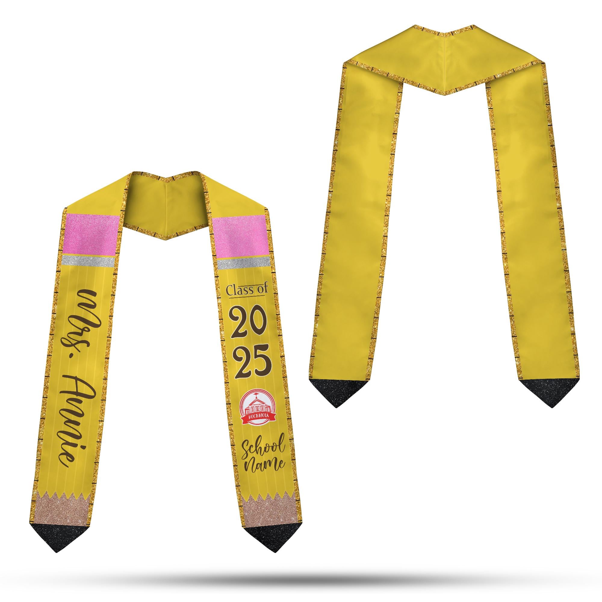 Personalized Teacher Stole, Custom Teacher Graduation Stole, Pencil Stole Graduation Class Of 2025, Teacher Graduation Sash TD-0122-6HRP
