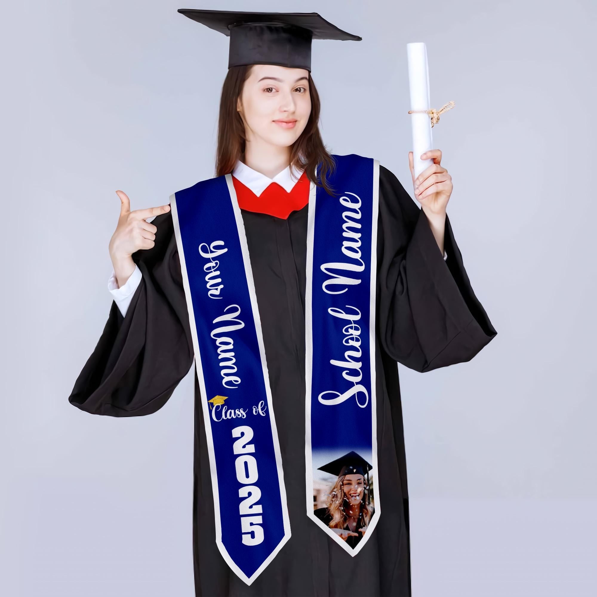 Personalized Congrats 2025 Graduation Stole, Graduation Stole Custom School Name, Your Name, Graduation Sash Gift, Class of 2025 Grad Sash