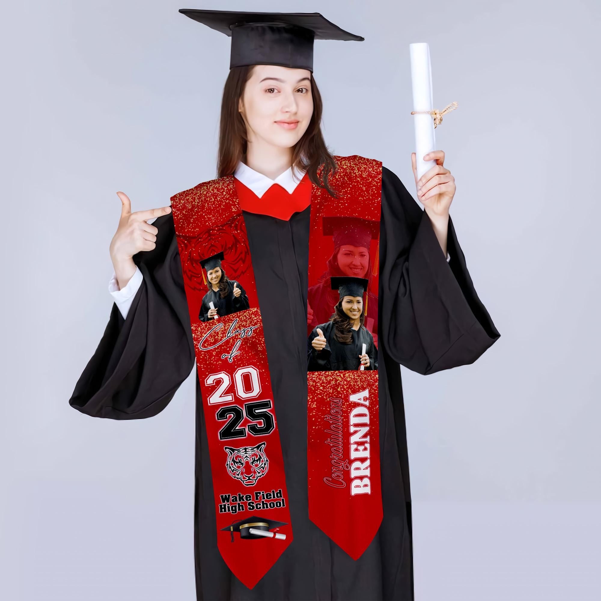 Personalized Congrats 2025 Graduation Stole, Graduation Stole Custom School Name, Your Name, Graduation Sash Gift, Class of 2025 Grad Sash