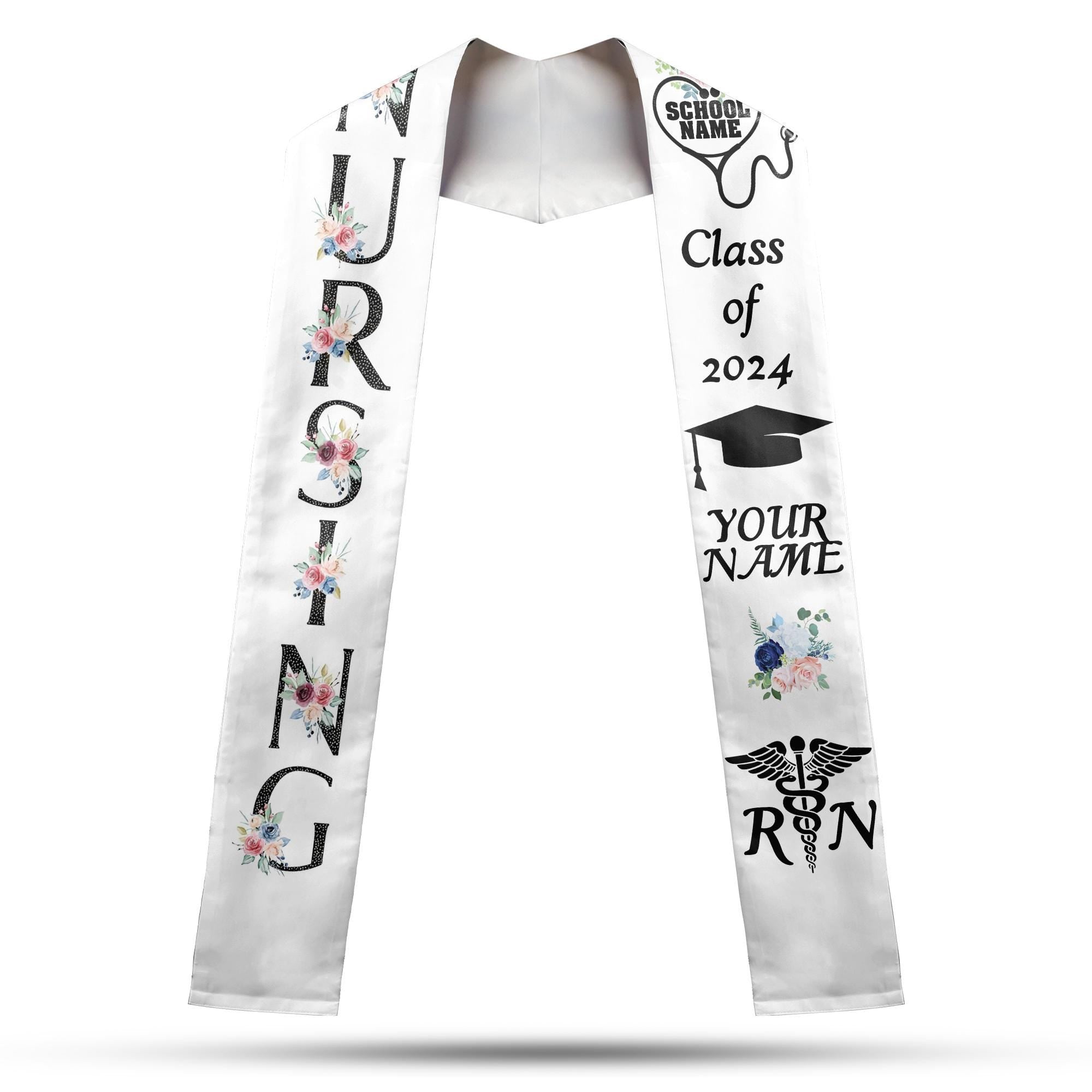 Personalized Nursing Stole, Custom Nursing Graduation Stole, RN Nursing Stole Graduation Class Of 2025, Nursing Graduation 2025 TD-0412-OJRK
