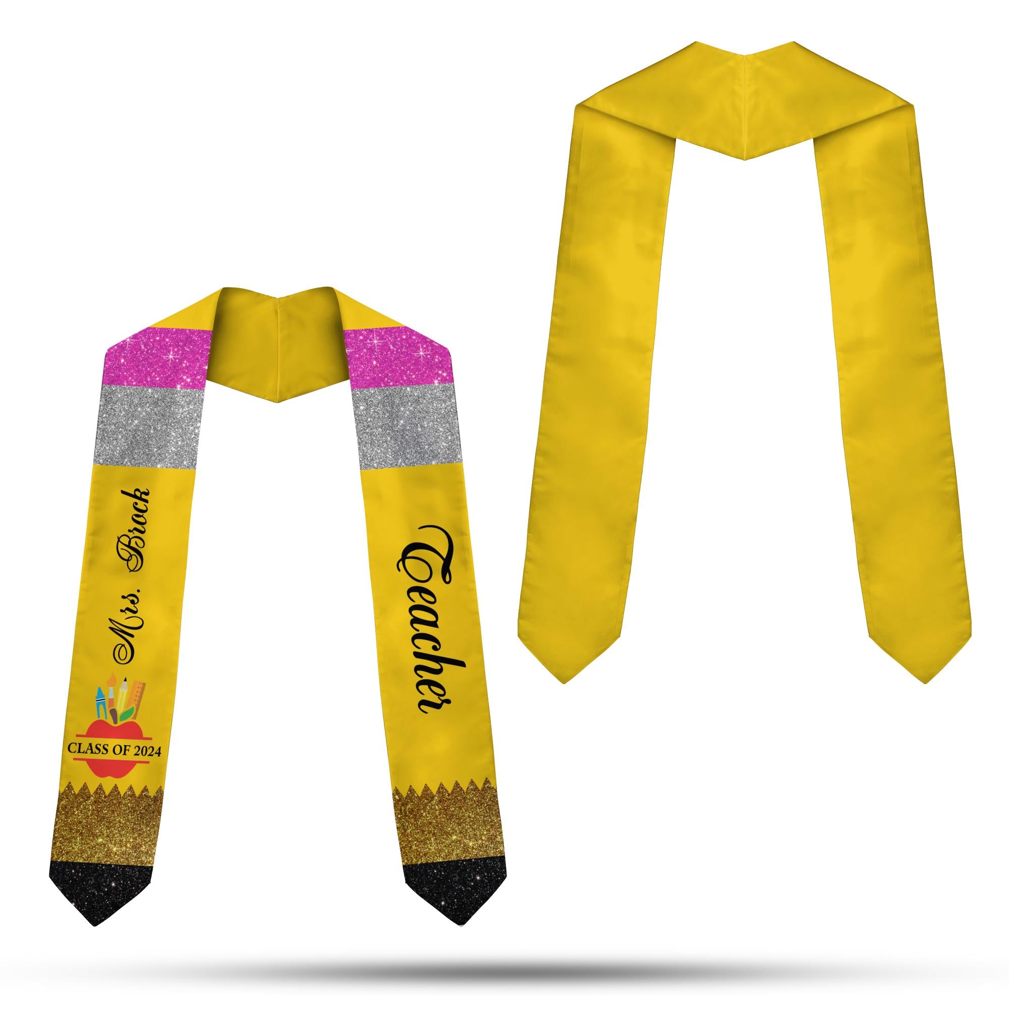 Personalized Teacher Stole, Custom Teacher Graduation Stole, Pencil Stole Graduation Class Of 2025, Teacher Graduation Sash TD-0423-V1PK