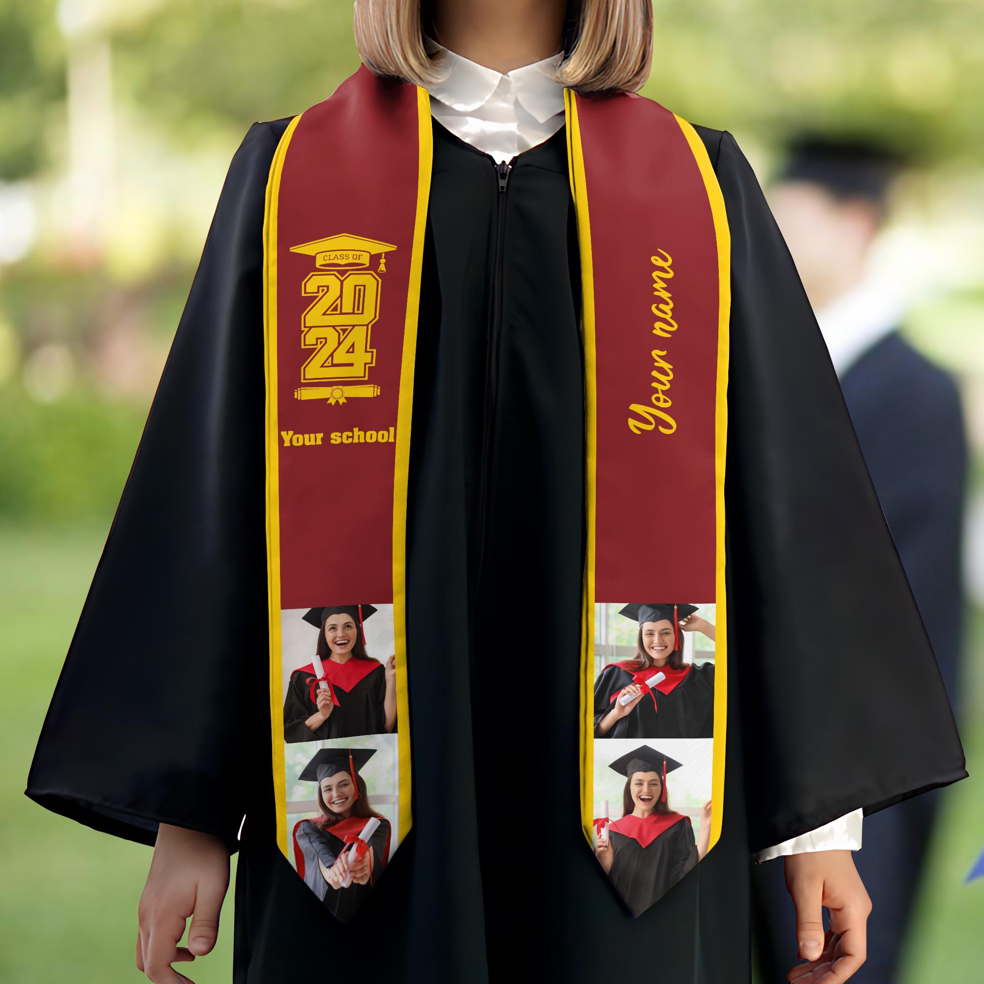 Personalized Graduation 2025 Stoles, Custom Class Of 2025 Stoles, Your High School Grad Sash, Any University Grad Stoles Sash TD-0502-GM4R