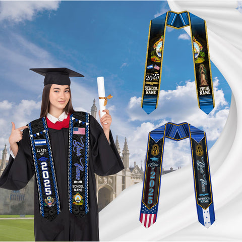 Personalized Honduras Graduation Sash,Honduras American Flag Graduation Sash,Graduation Class Of 2025 Honduran Stole,Honduran Stole 2025