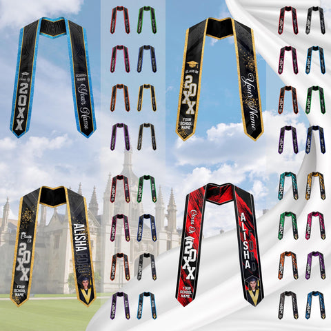 Custom Graduation Stole with photos, Your School Colors Personalized Stole,Personalized Text Grad Stole Sash,Gift for Graduate,Class of 2025