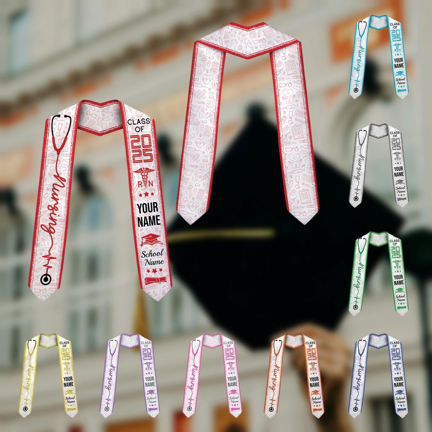 Customized Nursing Stole, Nursing Graduation Stole, RN Stole Nursing Stole Graduation 2025, Nursing Graduation, Nursing Stole Graduate 2025