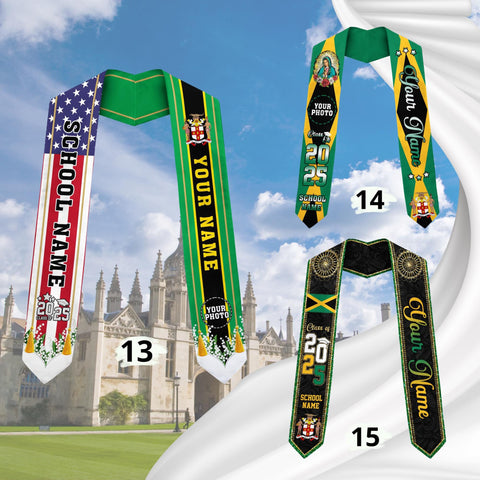 Custom Jamaica Graduation Sash,Custom Jamaica Stole 2025,Jamaica American Flag Graduation Sash 2025,Jamaican Stole, Graduation Class Of 2025