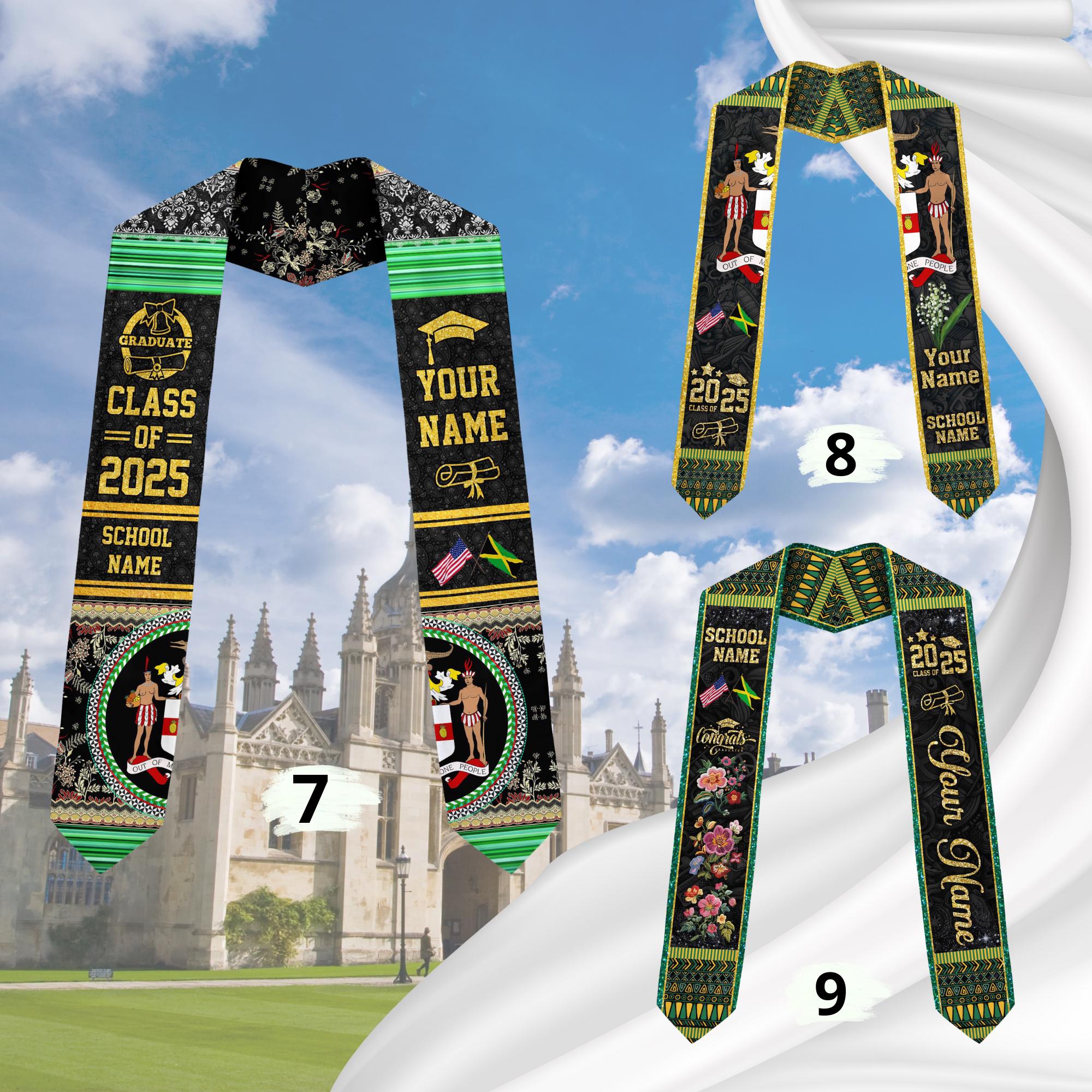Custom Jamaica Graduation Sash,Custom Jamaica Stole 2025,Jamaica American Flag Graduation Sash 2025,Jamaican Stole, Graduation Class Of 2025
