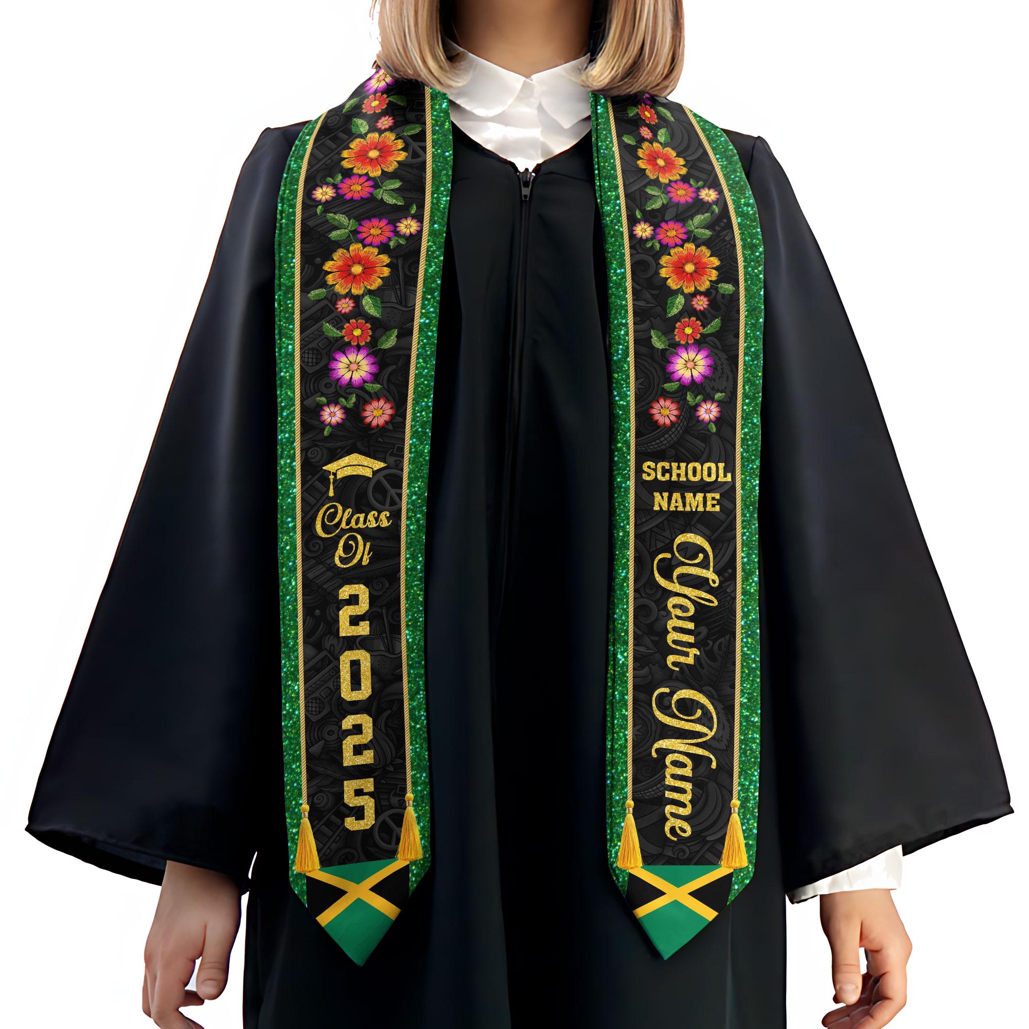 Custom Jamaica Graduation Sash,Custom Jamaica Stole 2025,Jamaica American Flag Graduation Sash 2025,Jamaican Stole, Graduation Class Of 2025