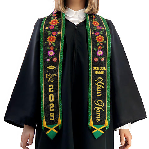 Custom Jamaica Graduation Sash,Custom Jamaica Stole 2025,Jamaica American Flag Graduation Sash 2025,Jamaican Stole, Graduation Class Of 2025